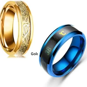 Combo Gold Dragon & Blue Smart Temperature Ring (Size-21) M1