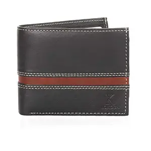K London Leather Bi-Fold Black & Brown Men's Wallet(2511_blk_BRN)