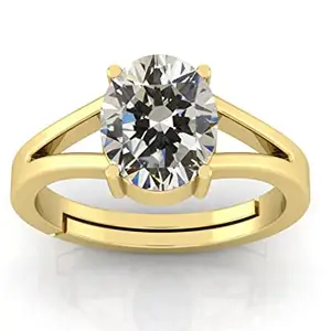 SIDHARTH GEMS 3.25 Ratti 2.00 Carat Natural Quality Rashi Ratna Astrological White Zircon Stone Gold Adjustable Ring for Men and Women
