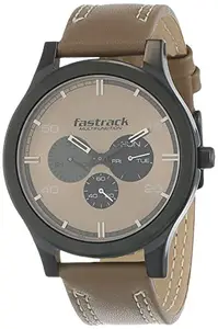 Fastrack Brown Dial Analog Watch for Men -NR3252NL01 Genuine Leather, Gray Strap