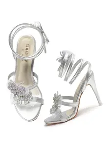 SELFIEE Fabulous Attractive Butterfly Design Perfect for Every Occasion Pencil Heel Sandal Womens And Girls