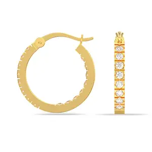 Amazon Brand - Nora Nico Gold Plated Multi CZ Click Top Small Huggie Hoop Earrings for Women and Girls 16 MM