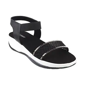Walkway Black Women's Synthetic Sandals 6-UK (39 EU) (33-1478)