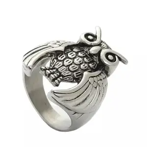PS CREATION Oxidized Antique finish Brass, Owl design, night party animal design, Finger ring Men stylish Latest fashion
