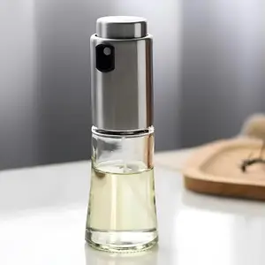 Kuber Industries 70ml Small Glass & Stainless Steel Ghee/Oil Sprayer Bottle for Cooking | Vinegar & Oil Spray Bottle Can | Oil Spreader for Dosa Pan & Tawa | Oil Jar Container | Silver-1060053