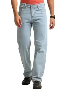 Bushirt Men’s Straight Fit Jeans for Men | 100% Cotton Non Stretch Denim Pant | Mid Rise Regular Fit Casual Wear Jeans | Classic 5 Pocket Button Closure | Durable Everyday Denim Jeans