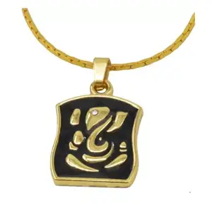 Shiv Jagdamba Religious Jewellery Square Ashtavinayak Ganesh Gold, Black Zinc, Alloy Pendant Necklace Chain For Men And Women