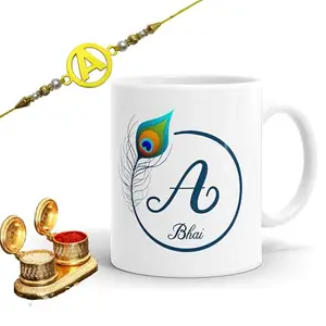 WRH Rakhi Mug for Brother,Alphabet Rakhi, Rakhi Gift for Brother, Rakhi Set of 3. (White 1)