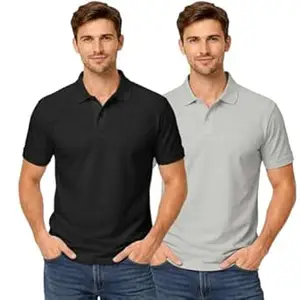 DIAZ Men’s Half Sleeve Polo T-Shirt | Half Sleeves Polo Neck T Shirt for Men | Half Sleeve Polo Tshirt | Regular Fit Solid Casual Wear Office Wear T-Shirt-Pack of 2