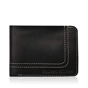 GR GOLDEN RIDERS | Bosco | Raw Design Men Minimalist Leather Wallet - Black
