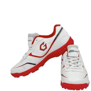 Gowin Academy White/Red Cricket Shoes Size-11 Kids with TR-555-W Cricket Leather Ball Alum Tanned White