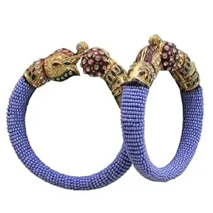 PARI BORAH Free Size Moti Kada Bangles for Women | Pearl Beaded Traditional Kada | Gold Plated Ethnic Bracelet Set
