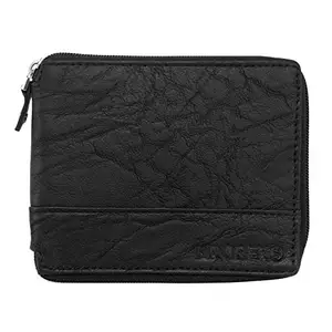 FROSINO FRWL0006 Men's Casual Black Bifold Wallet with Multiple Pockets for Credit and Debit Cards & Zip Closing (Black)