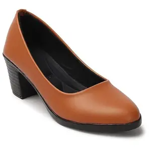 FASHIMO Women's Slip-On Bellies Kitten Heel Pumps DNNPAK1-Tan-40