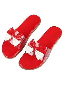 WalkTrendy Womens Synthetic Red Open Toe Flats - 7 Uk (Wtwf688_Red_40)