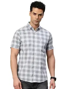 Majestic Man Slim Fit Pure Cotton Checked Half Sleeve Casual Shirt