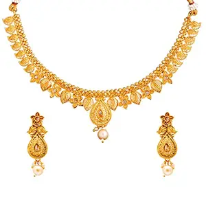 Shining Jewel - By Shivansh Shining Jewel Traditional Indian Antique Gold Jewellery, Necklace Set with Earrings for Women & Girls (SJN_80)