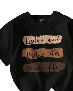 YOUNSHE Women Oversized Minimal Print Round Neck Casual Regular Fit T Shirt for Daily Styling