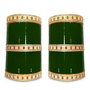 Bridal Punjabi Chuda Bangle Set for Women's (Set of 1) (Green, 2.2)