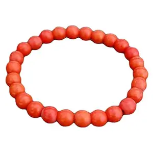RRJEWELZ Natural Pink Agate 8mm round Shape smooth Cut Beads 8 Inch Stretchable Bracelet for Men & Women.|STBR_RR_07655_8.0
