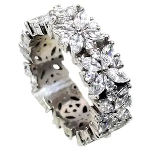 Rajasthan Gems Ring Band 925 Sterling Silver Cubic Zirconia CZ Zircon Stone Designer Women Handmade Gift j981