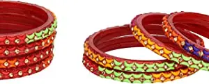 Designer Set of Bangle/Kada for Party and Daily Use, Glass, Ornamented-DK156 (Re_Bangle-QF1.a_bang)