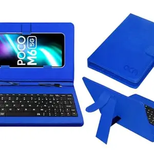 ACM Keyboard Case Compatible with Xiaomi Poco M6 Mobile Flip Cover Stand Direct Plug & Play Device for Study & Gaming Blue