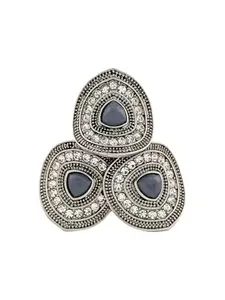 TEEJH Sharmin Silver Grey Finger Ring