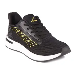 FURO Black/Sh.Green Low Ankle Lace Up Running & Walking Sports Shoes for Men O-5031