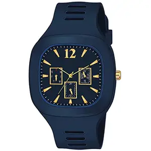 Zelofy Square Dial Analog Silicon Strap Stylish Designer Analog Watch - for Boys (Colour-Blue)