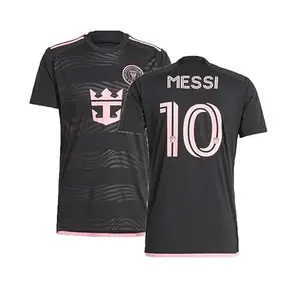 Messi 10 Inter Black Football Team New Edition Away Jersey Tshirt 2024/2025 for (Men & Boys,Kids)(7-8Years)