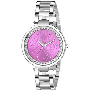 J JAMVAI Speedmaster Analog Women's Watch (Pink) Dial Silver Quartz Colored Strap (MT-208-1_Silver)