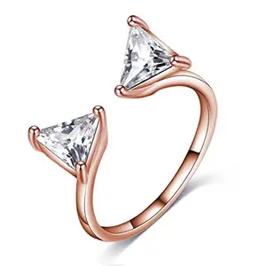 Lavishya Crystal Elements Exclusive Luxuria Sparkling White Stunning 18K Rose Gold Plated Adjustable Ring for Women/Girls (SMNLV-RNG-5025)