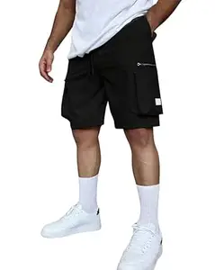 SMOWKLY Men’s Cotton Cargo Shorts Casual Summer Shorts for Men Regular Fit Multi Pocket Shorts Men Elastic Waist Drawstring Outdoor Travel Streetwear Mens Half Pants