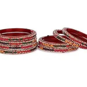 AFAST Party Bridal Kada/Bangle Set Radiate Style and Glamour, Pack Of 8, Red