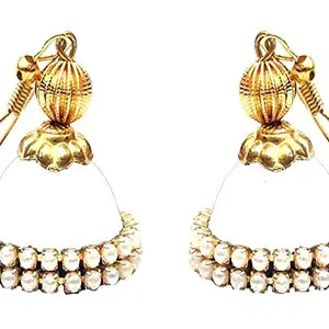 JANVIKA NOVELITY Silk Thread Earrings Silk Dori Jhumki Beads hangings White Color New Model