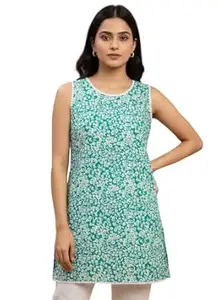 TRUNESS Half Sleeve Short Cotton Yellow Women Kurti for Causal