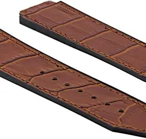 25MM Alligator Leather & Rubber Strap Compatible Band for HUBLOT Big Bang Fusion-BROWN by HOURSTAR