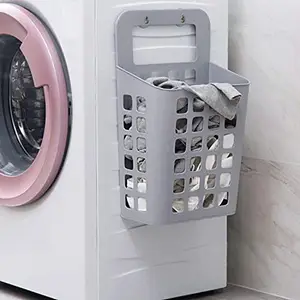 DEVZA DEVZA Plastic Hanging Laundry Basket for Washing Machine Bathroom Kids Dirty Clothes Storage(Grey) 9.5 X 4.7 X 17.7 Inch