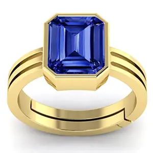 BALATANK 10.50 Ratti / 9.35 Carat Certified Original Blue Sapphire Gold Plated Ring Panchdhatu Adjustable Neelam Ring for Men & Women by Lab Certified