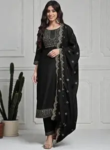 Embroidered Kurta Set with Dupatta, Traditional Indian Ethnic Wear, Sequin Work