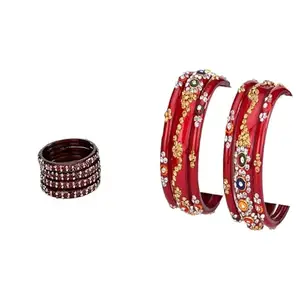 Somil Beautiful Combo Bangle Pack | Fashion Bangles For Women | Festive, Puja & Function, Pack Of 10, Maroon, Red -U191