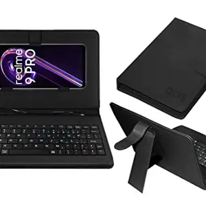 ACM Keyboard Case Compatible with Realme 9 Pro Mobile Flip Cover Stand Direct Plug & Play Device for Study & Gaming Black