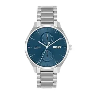 BOSS Tyler Qtz Multifunction Blue Sunray Round Dial Men's Watch|Stainless Steel Material|Silver Color Band - 1514106