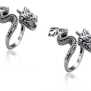 National (2 Pcs Unisex Stainless Steel Adjustable/Openable Vintage Dragon Punk Vintage Jewel/Animal Dragon Ring Thumb Finger Ring (Free Size)