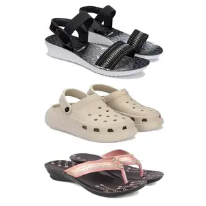 Women's Comfortable Sandal,Casual Lightweight Sandal for Everyday Wear | BT-(3-COMBO)-1931-OO1-1956-8-EURO-39