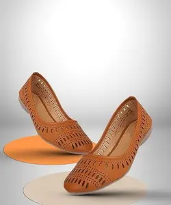 YARSHOE Women's Synthetic Bellies with Elegant Design | Soft, Comfortable | Casual, Daily & Party Wear Trendy Shoes with Non Slip Base for Office, Casual Meetings (Tan, 6 UK)