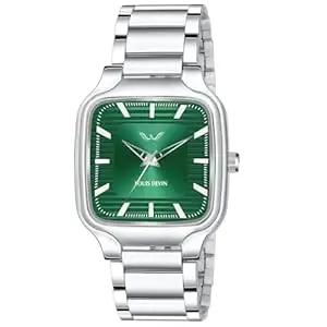 LOUIS DEVIN Steel Chain Analog Wrist Watch for Men (Silver/Green/Brown/Blue/Black Dial) | LD-GS069-CH