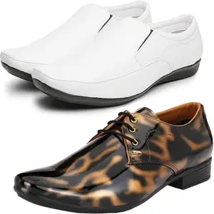 Vitoria Shoes for Men | Shoes for Men with PU Sole | Comfortable & Lightweight |Durable & Trendy Design | Color : Multicolor | Size : 8 VTR_101BkGd_VTR_2007BdrWht_2S_8