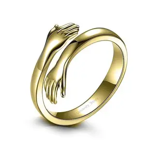 Golden Hug Ring for Women & Girls - Hugging Hand Open Statement Ring
